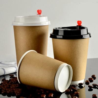 China Recyclable Double Wall Hot Disposable Coffee Cup Paper With Lid Logo Printed Disposable 4oz 8oz 12oz 16oz 20oz Customized Craft for sale