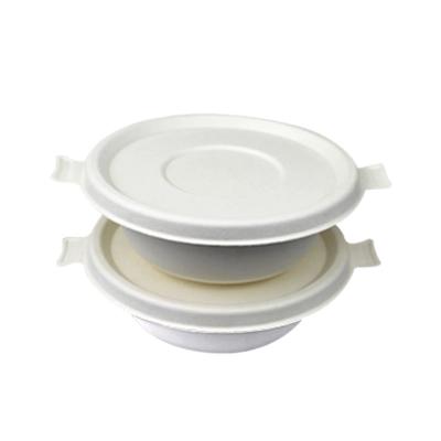 China 24oz Food Sugarcane Bagasse Pulp Box Biodegradable Disposable Eco Friendly Bowl With Lids for sale