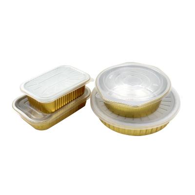 China Ready-to-eat Gold Foil Food Container Disposable Takeout Lunch Box for sale