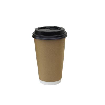 China Double Wall Disposable 100% Biodegradable Hot Coffee Cup Coated Kraft Paper Cups for sale