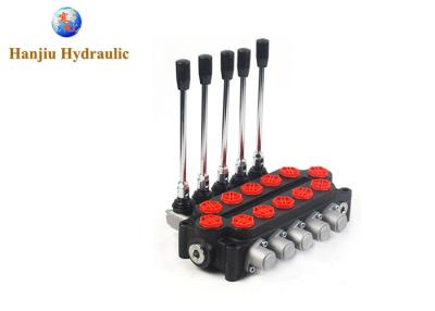 China 100 Liter Hydraulic Monoblock Control Valve 5p100 With 5 Spools G3/4 Open Center High Pressure Valve for sale