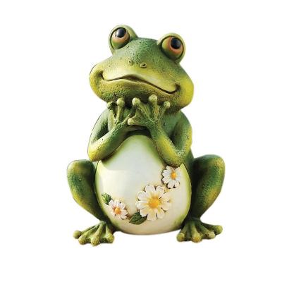 China Europe 9.5 Inch - Tall Resin Frog Sitting Up Garden Statue for sale