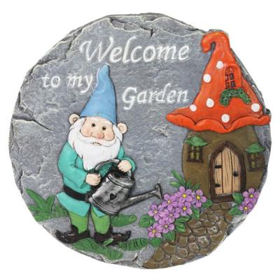 China Europe Customize Welcome To My Garden Gnome Stepping Stones Resin Indoor Outdoor Home Decoration for sale