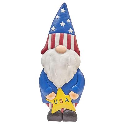 China Patriotic Country Metal Garden Gnome Yard Stake Decoration with Back Support Rack for sale