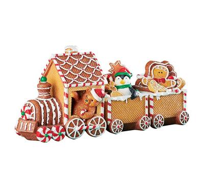 China Europe Holiday Party Creatures Gingerbread Train Figure Christmas Table Decoration for sale