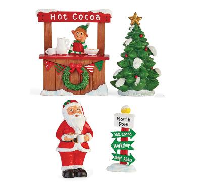 China Europe Set 2022 Custom Hand Painted North Pole Miniatures Resin Christmas Ornaments 4 Pieces for sale