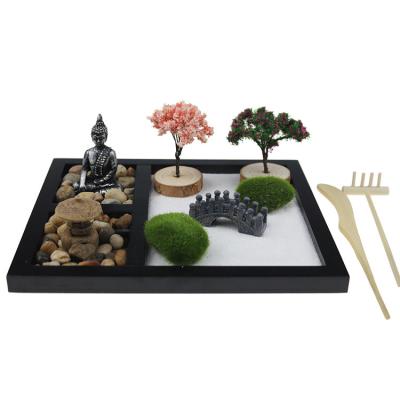 China Wholesale Japanese Fengshui Mini Zen Garden With Buddha For Kids Desktop Decoration for sale