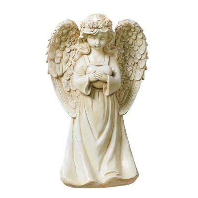 China Custom Made Europe Heartfelt Inspired Solar Led Lighted Angel Garden Statue Sculpture for sale