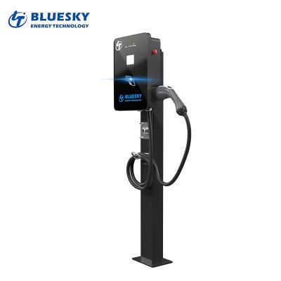 China 22kw AC EV Charger Type - 2 With 2.4 Screen 32a 3Phase 22kw ev Charger Floor Mounted Pole BSEC-A99 for sale