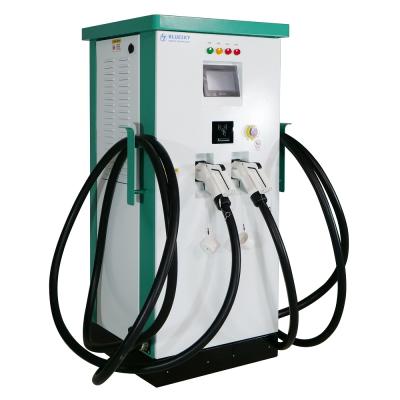 China 140kw Indoor/Outdoor DC EV Charger with Dual Guns Fast Charging Charger with 80KW CCS and 60KW CHAdeMO DC Gun Mount for sale