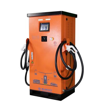 China 120KW GB/T DC EV Charging Two Connector EVSE Electric Vehicle Fast Charger 12 Months 150 - 550VDC Max.200a Bluesky TUV CE IP54 BSEC120D2G500S for sale