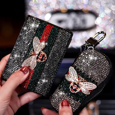 China Fashion Car Key Bag Lady Fashion Car Key Bag Creative Diamond Zipper Master Case Multifunctional Universal Cute Lady Driver's License Case Supply Amazon for sale