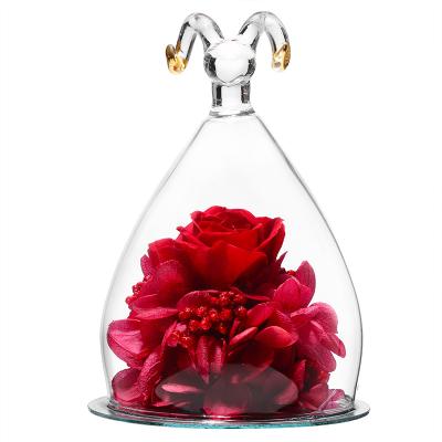 China decorative flowers & Braids Aries Forever Eternal Natural Forever Immortal Preserved Roses Flowers in Glass Dome for Valentines Wedding Gifts for sale