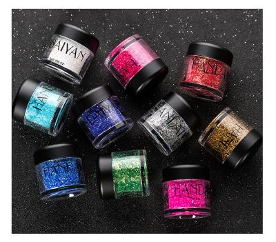 China HANDAIYAN Waterproof Single Color Glitter Eyeshadow Dust 10 Color Glitter Eyeshadow Gel for sale