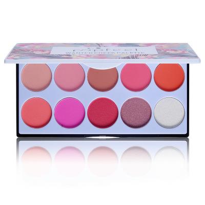 China POPFEEL Waterproof Brighten Fine 10 Natural Colors Blush Palette Private Label Shimmer Blush for sale