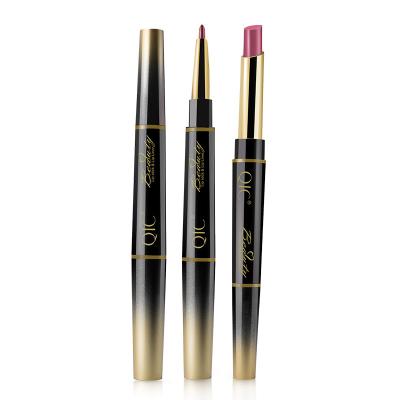 China QIC Waterproof Multi Function 14 Color For Choose Lip Liner With Lipstick 2 In 1 Cosmetic Glitter Lipstick for sale