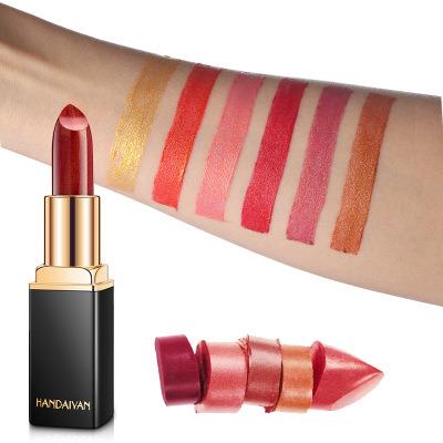 China HANDAIYAN Waterproof Gold 9 Colors Glitter Lipstick Long Lasting Waterproof Lipsticks For Lips for sale