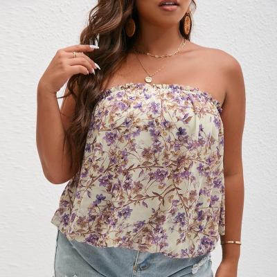 China Anti-wrinkle women tops plus FrilWomen ditsy floral plus clothing plus size tops plus size for sale