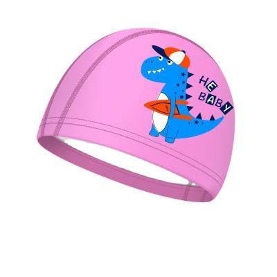 China Cartoon Swimming Cap Custom Printed Waterproof Protect Ears Long Hair Boy Girl PU Children Sports Swim Hat Funny Swimming Cap for kids for sale