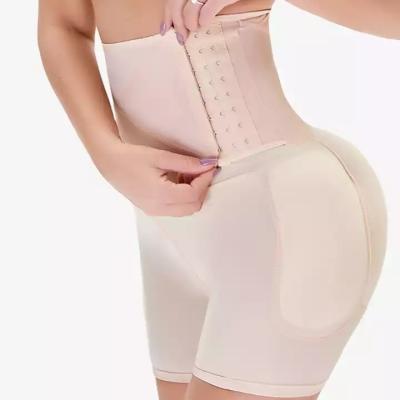 China Anti-Bacterial Three Rows Of Adjustable Buckle Strap Open-Crotch Tummy Control Padded Butt Lifter Hip Plus-Size Girdle Panties Shapewear for sale