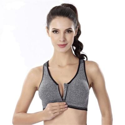 China Breathable High impact adjustable fitness zipper front closure push up gym tops yoga women sports bra for sale