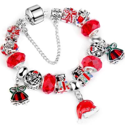 China New Red Bell Crystal Jewelry Female Bracelet Big New Year's Eve Christmas Gift Classic Red Bracelet Christmas Hat for sale