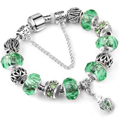 China Wholesale Green Jewelry Fashion DIY Accessories Crystal Bracelet Crown Vintage Dress Bracelet Beaded Bracelet Couples for sale