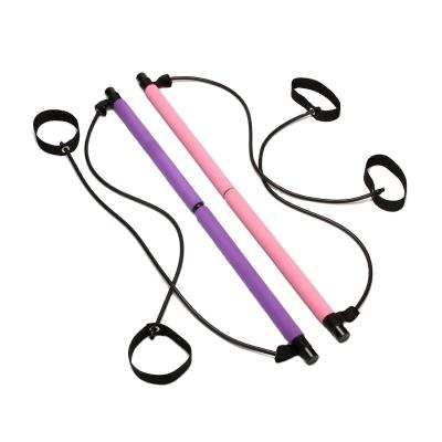 China Tube+Steel EVA+Rubber Exercise Gym Fitness Bodybuilding Yoga Pull Rope Portable Pilates Stick Portable Stick for sale