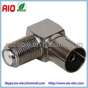 China RF 90 Degree Right Angle RF Connector Adapter 9.5MM TV PAL IEC Female To F Female for sale