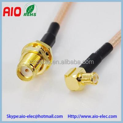 China RF Coaxial RG174 RF Coaxial Cable Assembly SMA Female MCX To Male Right Angle Adapter Cable for sale