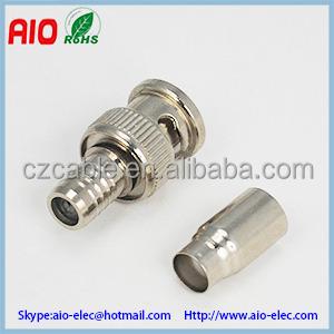 China RF 2 Piece Male Solderless Set BNC Crimp Type RF Coaxial Connector For RG174 1.5D-2V RG316 Cable for sale