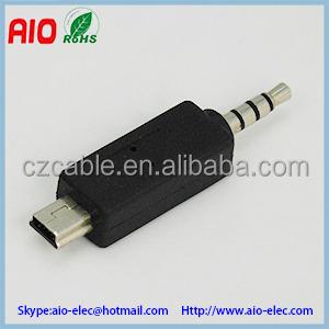 China audio & Video Mini USB 5 4C 4 Pin Plug Male To Male Post 4 Pin 3.5mm Plug Adapter Connector For Mobile Phone Headsets for sale