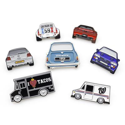 China Dropshipping USA Custom Shaped Cheap Taxi Hat Lapel Pin Badge Metal Brand Car Enamel Pin Set for sale