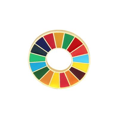 China Custom USA UN Sustainable Development Goals Lapel Pin Badge Metal Rainbow Enamel Wheel Sdg Pin for sale