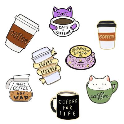 China USA Customized Bottle Cup Shaped Lapel Pin Badge Metal Pin Badge Enamel Drinking Custom Coffee Pin Sets for sale