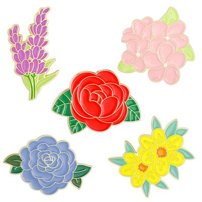 China USA Personalized Customized Spring Lapel Pin Badge Metal Floral Flower Enamel Pin Custom Design for sale