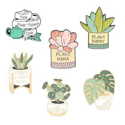 China Custom USA Cactus Lover Lady Dad Mom Factory Brooch Lapel Pin Badge Metal Enamel Potted Pin for sale