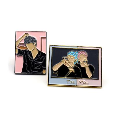 China USA in korea cheap boys lapel pin metal bangtan custom stock badge korea kpop ready to ship enamel pin for sale