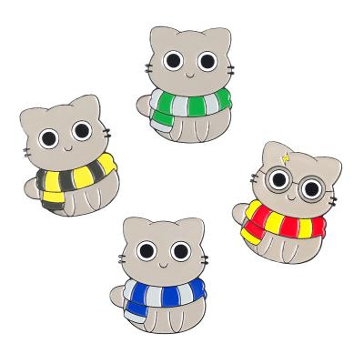 China Custom cute animal pin kawaii enamel cartoon kids metal pin badge set low moq cat lapel pin USA for sale