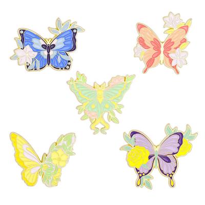 China USA Customized Gold Plated Animal Butterfly Brooch Badge Custom Design Cartoon Metal Enamel Lapel Pin for sale