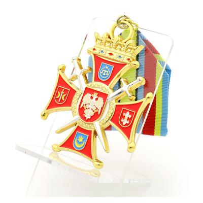 China Custom USA Manufacturer Zinc Alloy Enamel Metal 3d Gold Miniature Souvenir Award Medal With Ribbon for sale