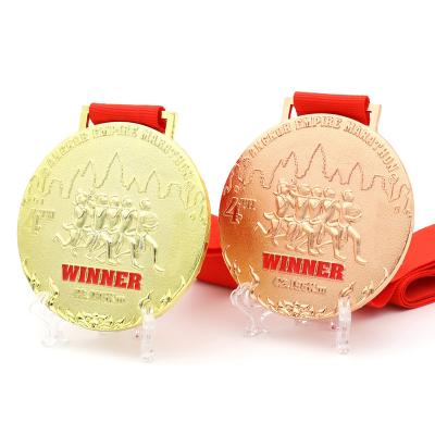 China USA Personalized Custom Marathon Sports Medallion Metal Gold Bronze Award Running Medals Winner for sale