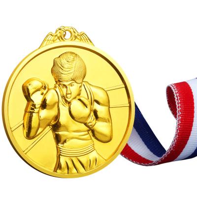 China Cheap custom usa manufacturer logo gold 3d metal sport zinc alloy embossed boxing medal for sale for sale