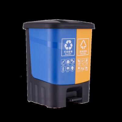 China Lasting new model china durable plastic trash can mall and hotel two-in-one foot pedal trash can for sale