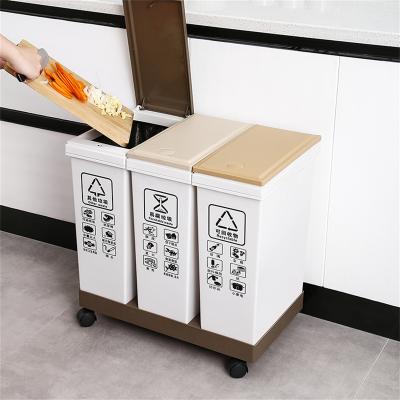 China Good Quality Customized Viable Waste Bin Plastic Kitchen Separation Wet Dry Bin for sale