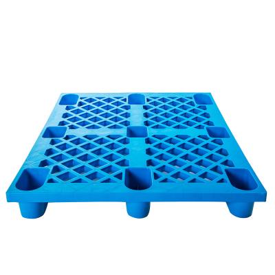 China Low Temperature Resistance Wholesales Standard 1200*1000MM Euro Size HDPE Grid Nine Feet Storage Stackable Blue Pallet Warehouse Pallet Plastic Light for sale