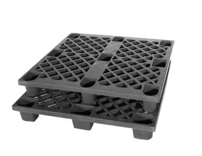 China Nine Foot Pallet Export Wholesaler Pallet Black Square Single Faced Plastic Grid Recycled Tray Warehouse Logistics Cargo Transfer Pallet for sale