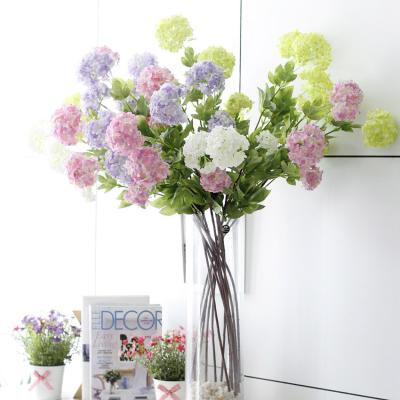 China Durable Artificial Flowers Hydrangea Branch Home Wedding Decor Autum Silk Plastic Flower High Quality Fake Flower Party Room Decoration for sale