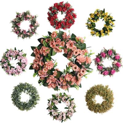 China Life Like JUNXIN Artificial Flower Vine Greenery Boxwood Flower Wreath Decorative Plastic Garland for sale