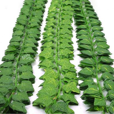 China 12Pcs/Bag 230cm Durable Green Silk Ivy Leaf Garland Plants Artificial Hanging Vine Leaves DIY For Decoration Outdoor Party Home Decor for sale